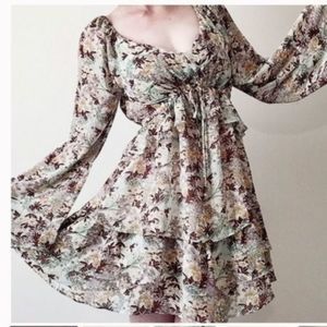 Umgee Bohemian Cream Floral Sundress, size small